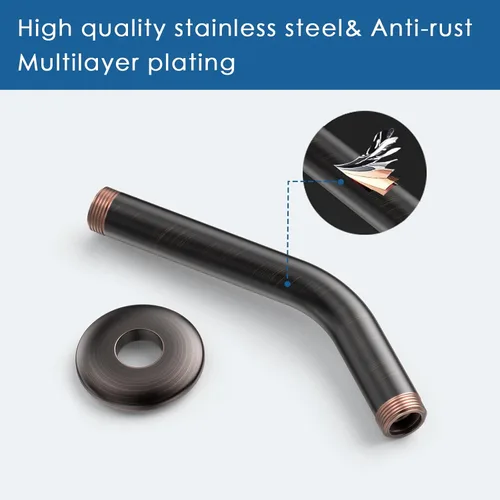 Miniatura 2 de HOPOPRO Brazo de ducha de 6 pulgadas con brida, brazo de cabezal de ducha angular de repuesto para montaje en pared para cabezal de ducha de mano