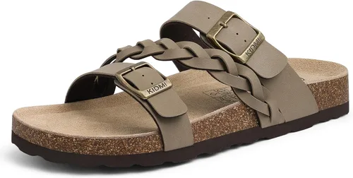 Miniatura 16 de KIDMI Sandalias con plantilla de corcho para mujer con soporte de arco, cómodas sandalias deslizantes con hebilla ajustable para el verano