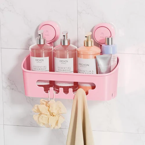Miniatura 14 de LEVERLOC Paquete de 2 ventosas para ducha, organizador de ducha, estante de baño extraíble, succión de almacenamiento, potente capacidad máxima