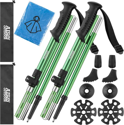 Miniatura 14 de AISUNOURDOOR Bastones de senderismo ajustables y ligeros, bastones de aluminio plegables para viajes, senderismo o caminatas para mujeres y niños