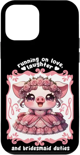 iPhone 12 mini lindo cerdo dama de honor roba corazones en el caso de despedida de soltera