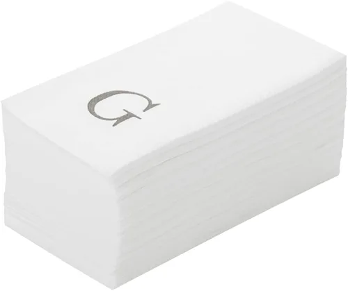 Miniatura 31 de Luxenap Toallas de invitados de tacto de lino de 15.8 X 7.9 pulgadas, 50 toallas de mano con letras - Letra dorada "S", fuente sans serif