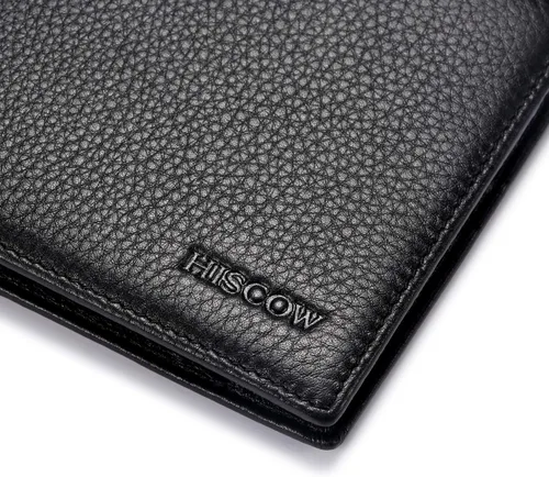 Miniatura 6 de HISCOW Billeteras plegables de cuero de grano completo para hombres, billetera minimalista delgada para hombre, regalos para papá, cumpleaños, día