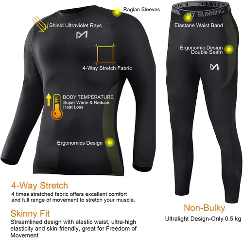 Miniatura 3 de MEETYOO - Conjunto de ropa interior térmica para hombre, pantalones largos deportivos, capa base