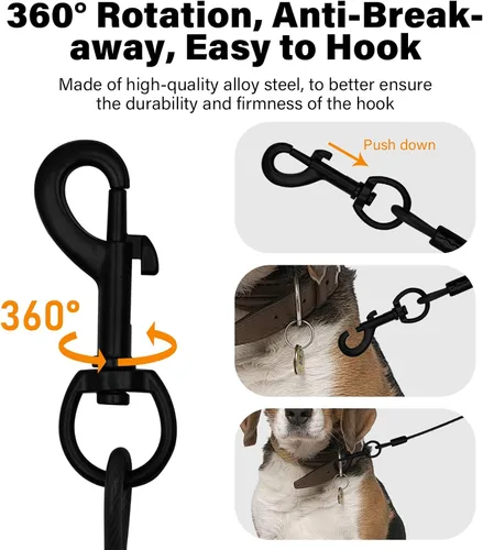 Miniatura 4 de Correas resistentes para perros a prueba de mordidas y cómodo mango acolchado de 4/5/6 pies, cuerda de seguridad de metal de acero con hebilla