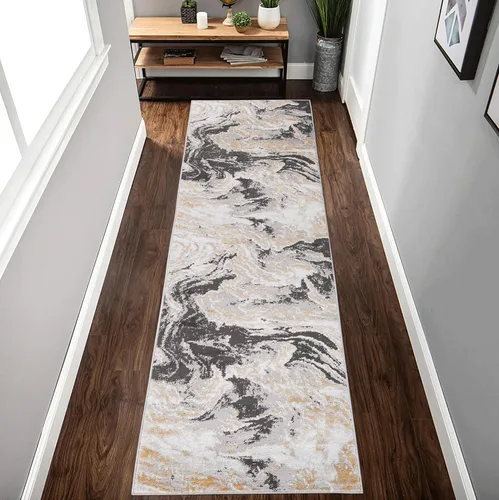 Miniatura 57 de NAAR PAYAS Collection - Alfombra de área de 6 x 9 pies, diseño de medallón crema y azul, no se desprende, resistente a las manchas, para sala