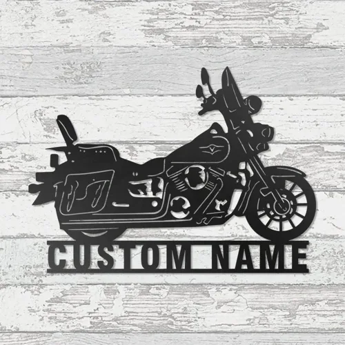 Miniatura 19 de Letrero con nombre personalizado, letrero de metal para motocicleta, decoración de pared con nombre de familia, decoración rústica para el hogar