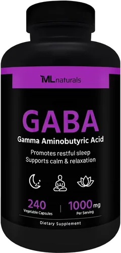 ML Naturals GABA (ácido gamma-aminobutírico) 1,000 mg por porción 240 cápsulas vegetales