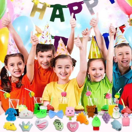 Miniatura 2 de Paquete de 100 Juguetes Squishies, Pequeños Juguetes Fidget Squishy de Mochi Aleatorios a Granel, Regalos de Fiesta para Niños de 4-8 y 8-12, Bolsa