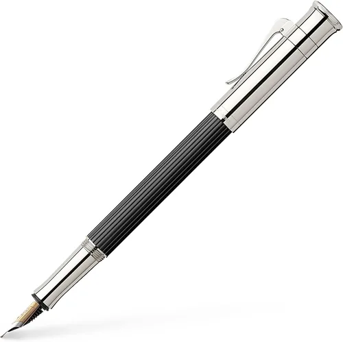 Graf von Faber-Castell Pluma estilográfica mediana clásica plateada platino - Ébano