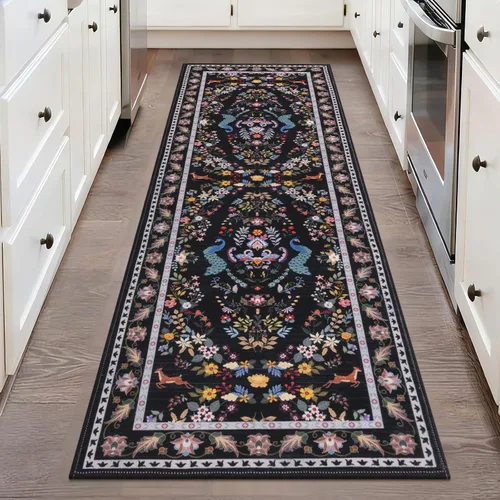 Miniatura 145 de HEBE Alfombra Pasillo 2'x10' Lavable Vintage Desgastada Alfombras de Área Antideslizante Alfombra de Lavandería Boho Alfombras de Piso para Pasillos
