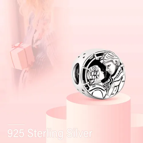Miniatura 3 de Han Solo & Princess Leia Kiss - Abalorio calado de plata de ley 925 para pulseras, Plata esterlina
