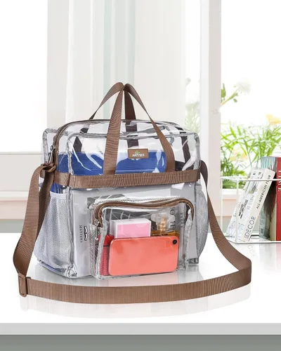 Miniatura 100 de MAY TREE Bolsa transparente para eventos en estadios de 12 x 6 x 12 pulgadas, bolsa de almuerzo transparente con correas reforzadas para trabajo