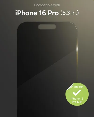 Miniatura 2 de ZAGG Glass Elite - Protector de pantalla de privacidad para iPhone 16 Pro - Filtro de privacidad de 2 vías, vidrio templado ultra resistente, 5
