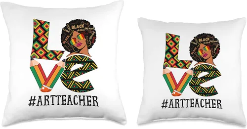 Miniatura 3 de Art Teacher Afro Love African American Black History Month Throw Pillow