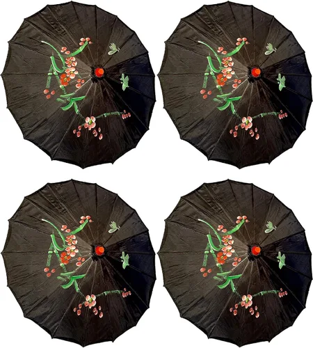 Miniatura 13 de TJ Global Paquete de 4 paraguas de 22 pulgadas para niños chinos japoneses para bodas, fotografías, disfraces, cosplay, decoración y otros eventos