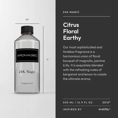 Miniatura 3 de Aroma360 - Mezcla de Aceite de Fragancia Mágica 24K - 500 ml Difusor de Aceite Esencial de Lujo Inspirado en Hoteles Aceite Difusor