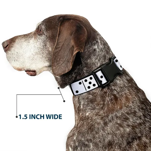 Miniatura 7 de Buckle-Down PC-W30488-S Dominos - Collar de clip de plástico blanco/negro, pequeño/9-15 pulgadas