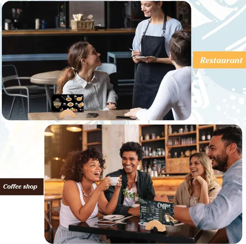 Miniatura 6 de 6 soportes para tarjetas de lugar de madera, para menú, tamaño A6, soporte para números de mesa para restaurantes, fotos para bodas, banquetes