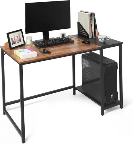 Miniatura 11 de CAPHAUS Escritorio para computadora de 40 pulgadas con estantes de almacenamiento de 2 niveles, para oficina en casa y juegos, escritorio