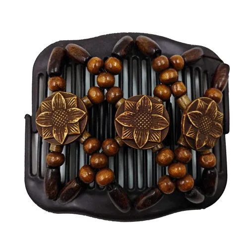 Miniatura 4 de LOVEF Peines mágicos para el cabello para mujer, con cuentas de madera, elásticos, de doble cara, clips para hacer moños, accesorios para el cabello