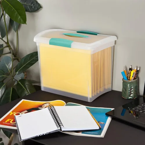 Miniatura 8 de Sterilite Papelera apilable grande de almacenamiento ShowOffs, organizador con cierre con asa, caja de plástico para organización de archivos