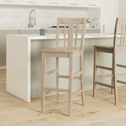 Miniatura 2 de Taburete de comedor de madera maciza San Remo - Altura del asiento de 24 pulgadas, sin terminar