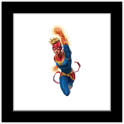 Trends International Gallery Pops Marvel Comics Avengers - Póster de pared de Capitana Marvel, 12 x 12 pulgadas, versión enmarcada en negro