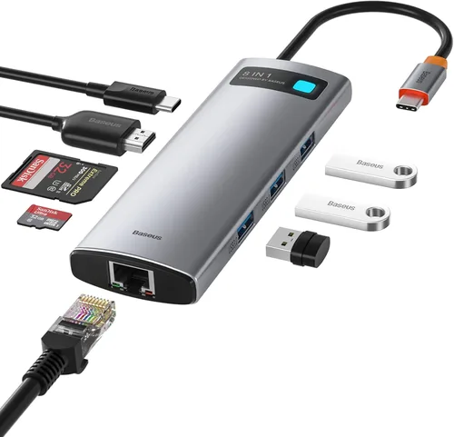 Miniatura 10 de Baseus - Estación de acoplamiento para computadora portátil 7 en 1, 3 monitores, USB C HUB con HDMI 4K, VGA, 100 W PD, 3 USB para iPhone