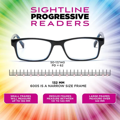 Miniatura 5 de Sightline Gafas de lectura progresivas de potencia lentes multifoco en un marco de gafas de calidad óptica 6005 azul 2.50 Cómodas lentes multifoco