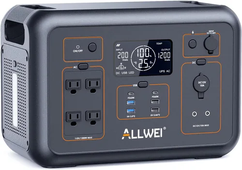 Miniatura 11 de ALLWEI Estación de Energía Portátil 300W, Generador Solar de 280Wh con Toma de CA de Onda Senoidal Pura de 110V, Generador de Batería de Litio