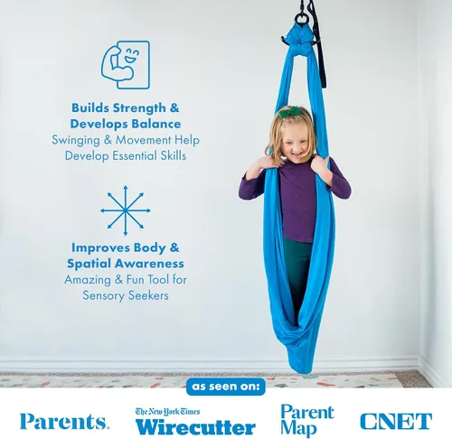 Miniatura 5 de Harkla Columpio sensorial para niños y adultos, soporta 300 libras, columpio sensorial para interiores y exteriores para un efecto calmante similar