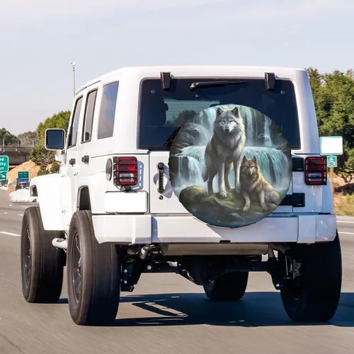 Miniatura 3 de Cubierta de neumático de repuesto con estampado 3D de lobo, a prueba de polvo, para remolque, RV, SUV y muchos vehículos, 14 pulgadas