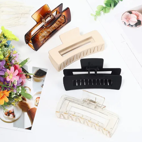 Miniatura 7 de Sisiaipu Accesorios para el cabello grandes de 4.1 pulgadas, 12 pinzas cuadradas grandes para cabello grueso, clips a granel jumbo para mujeres