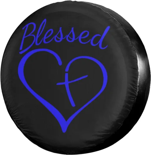 Miniatura 13 de Blessed Heart - Cubierta de neumático de repuesto cruzada a prueba de polvo, para remolques, vehículos recreativos, SUV y muchos vehículos, 17 Negro