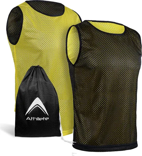 Miniatura 3 de Athllete Litemesh Pinnies - Paquete de 6 camisetas de malla en rojoazul, amarillo neón, azul, rojoamarillo neón, niños, jóvenes, adolescentes