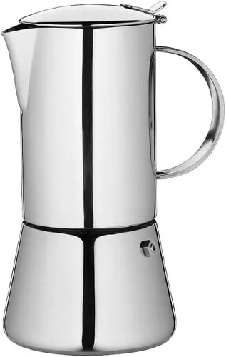 Cilio Cafetera de 2 tazas – 2 tazas, acero inoxidable pulido, clásica, alternativa para máquina de café expreso y cafetera para estufa, cafetera de