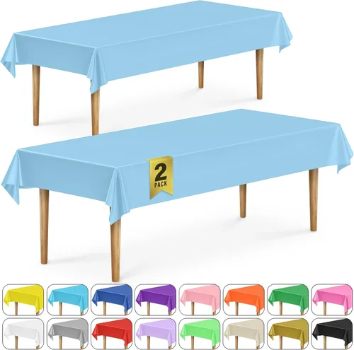 Miniatura 43 de DecorRack 2 Manteles rectangulares de plástico libres de BPA, 54 x 108 pulgadas, mantel de mesa para comedor, mantel rectangular para fiestas
