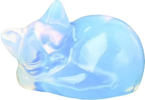 Miniatura 9 de Decoración de cristales de gato de granate natural, estatua de gato dormido, piedras preciosas pulidas de cristal curativo, piedras preciosas