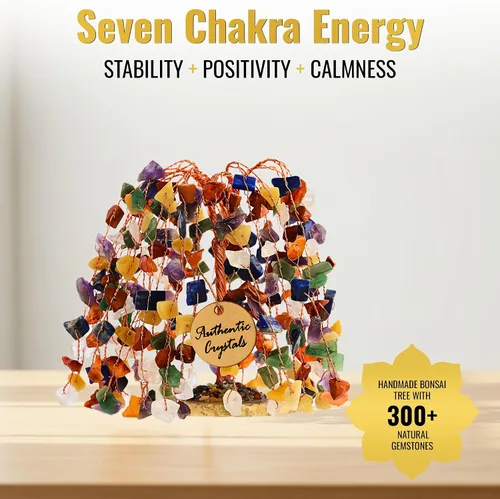 Miniatura 7 de Árbol de la vida de cristal curativo de 7 chakras, decoración de escritorio para el hogar y la oficina, árboles bonsái de dinero de Feng Shui