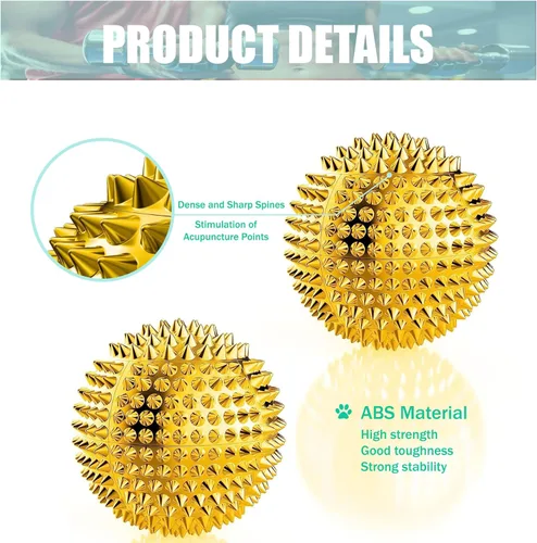 Miniatura 5 de Bola Magnética de Masaje para Manos - Bolas de Acupuntura con Púas para Adultos y Niños - Dorado 1 Par para Alivio del Dolor, Presión y Estrés