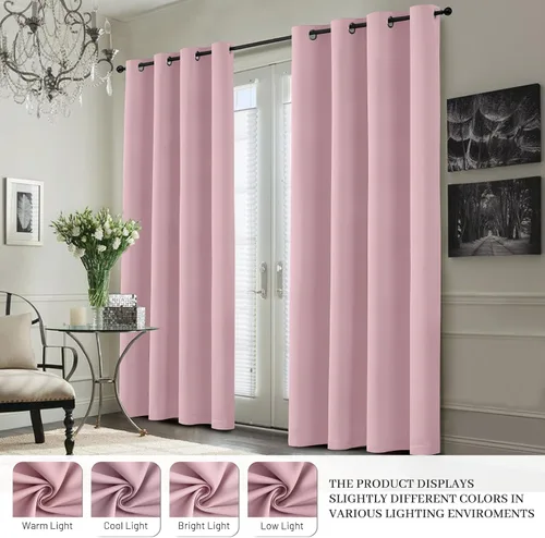 Miniatura 5 de Yakamok Paneles de cortina 100% opacos de 63 pulgadas, cortinas que bloquean el frío y la luz para el cuarto de los niños, cortinas con aislamiento
