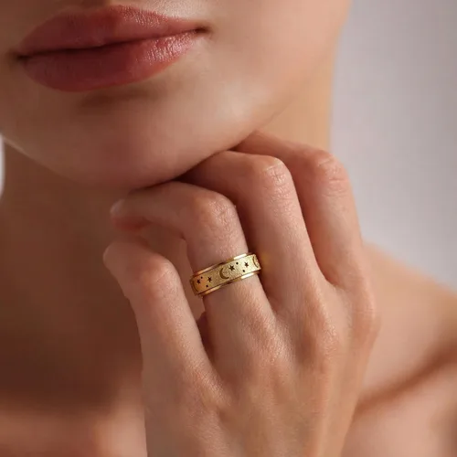 Miniatura 2 de ALEXTINA - Anillo de juguete para ansiedad para mujeres y hombres, giratorio, acero inoxidable, 0.24 y 0.31 pulgadas, alivio de ansiedad, para Arco