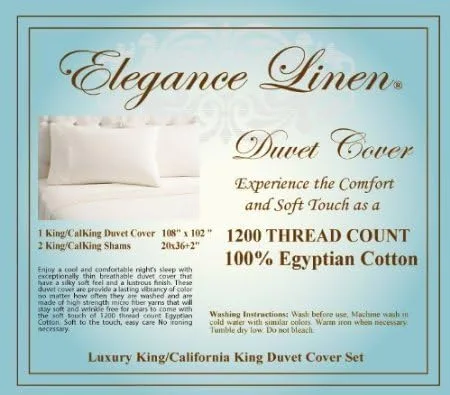 Miniatura 3 de Elegance Linen Calidad egipcia de 1200 hilos, resistente a las arrugas, juego de funda de edredón de 3 piezas, sólido, tamaño King/California King