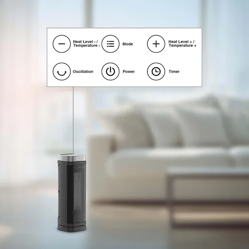Miniatura 5 de Calentador de espacio portátil, calentadores eléctricos de 1500 W con control remoto, calentador de cerámica de calentamiento rápido PTC
