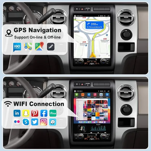 Miniatura 3 de Para Ford F150 2009 2010 2011 2012 Android 14 Estéreo de coche de 8 núcleos, 12.1 pulgadas IPS pantalla táctil radio de coche con Carplay