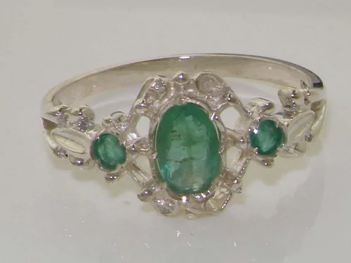 Miniatura 5 de Anillo de plata de ley 925 auténtica esmeralda para mujer