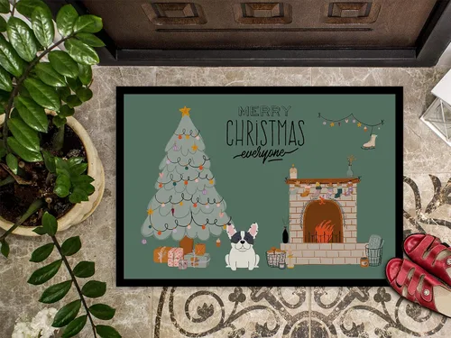 Miniatura 3 de Caroline's Treasures CK7574MAT Piebald French Bulldog Christmas Everyone - Felpudo de 18 x 27 pulgadas, tapete para puerta delantera