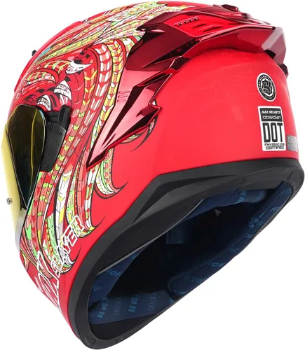Miniatura 7 de HAX Obsidian Pro Full Face Dual Visor Adult Motorcycle Helmet for Motorbike Street Bike with Pinlock Ready DOT Approved Obsidian Pro Slayer Rojo