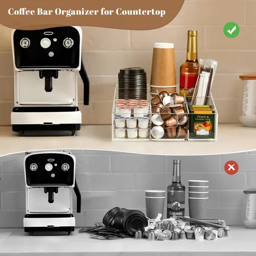 Miniatura 2 de BEYGORM Organizador de estación de café acrílico para mostrador, accesorios transparentes de almacenamiento de aperitivos y té para cápsulas Kcup